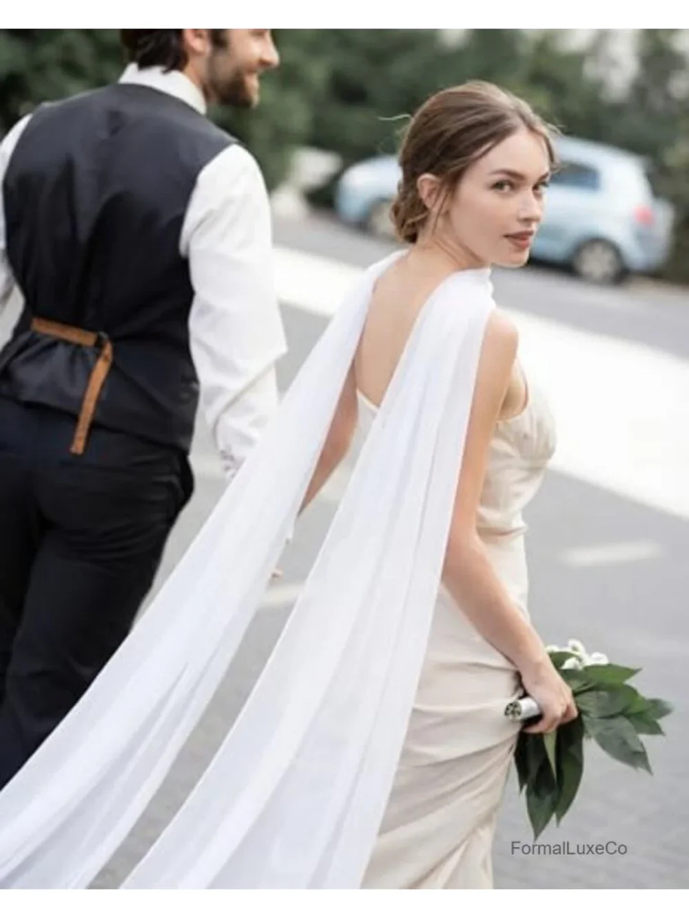 Bridal Chiffon Long Scarf Wedding Neck Scarf Tulle Veil Wrap